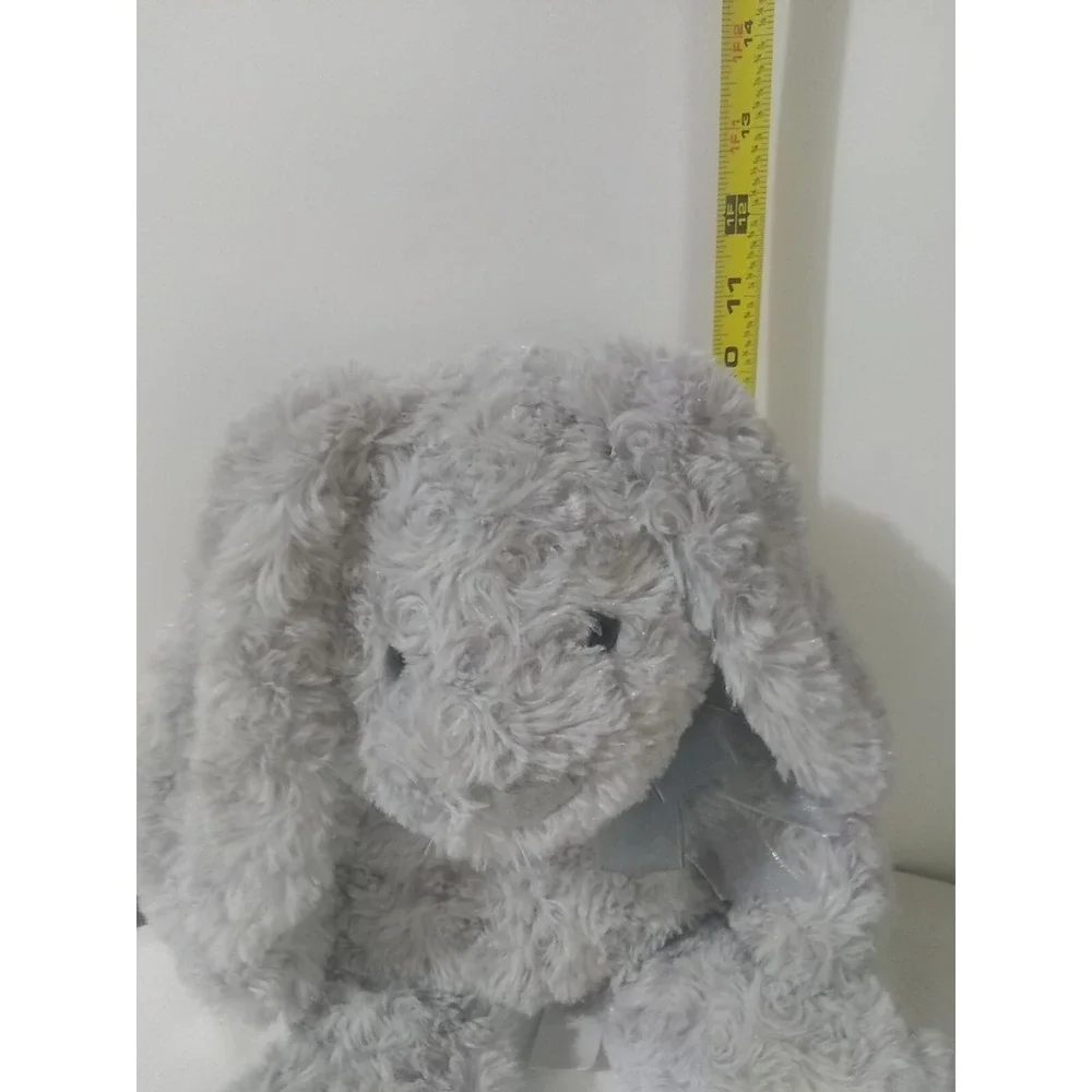 Swirley Gray Bunny Rabbit Hug Fun Silver Bow Baby Gift Easter‎